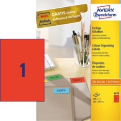 Étiquettes Multifonctions AVERY Zweckform 3470 Rouge 210 x 297 mm 100 Feuilles de 1 Étiquettes