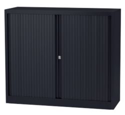 Armoire basse à portes rideaux Bisley Gris foncé 1&nbsp;000 x 430 x 1&nbsp;030 mm