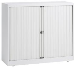 Armoire basse à portes rideaux Bisley Blanc 1&nbsp;000 x 430 x 1&nbsp;030 mm