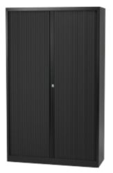 Armoire haute à portes rideaux Bisley Noir 1&nbsp;000 x 430 x 1&nbsp;980 mm