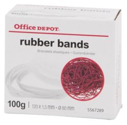 Élastiques en caoutchouc Office Depot 120 x 1,5 mm 80 mm Rouge 100 g 100 g