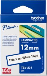 Ruban d'étiquettes Brother TZe231 Noir sur Blanc 12 mm x 8 m