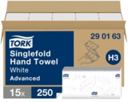 Essuie mains Tork H3 Advanced 2 épaisseurs Pliage en V Blanc 15 Unités de 250 Feuilles
