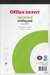 Bloc notes Office Depot Recycled Blanc Quadrillé micro perforé A5+ 70 g