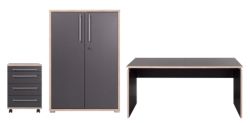 Ensemble bureau, tiroir, armoire GERMANIA Duo Anthracite 1&nbsp;600 x 800 x 800 mm