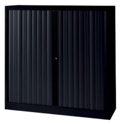 Armoire basse à portes rideaux Bisley EuroTambours Plus Noir 1&nbsp;200 x 430 x 1&nbsp;181 mm