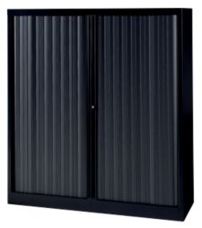 Armoire basse à portes rideaux Bisley EuroTambours Plus Noir 1&nbsp;200 x 430 x 1&nbsp;330 mm