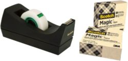 Dévidoir de ruban adhésif Scotch + 3 rouleaux de ruban adhésif Magic Noir 19mm x 33m
