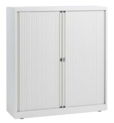 Armoire basse à portes rideaux Bisley Blanc 120 x 43 x 103 mm