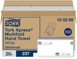 Essuie mains Tork H2 Xpress Universal 2 épaisseurs Pliage en M Blanc 20 Unités de 237 Feuilles