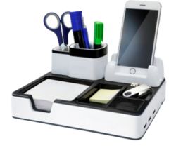 Organisateur de bureau Monolith Plastique Blanc, noir 21,7 x 18,7 x 9,6 cm