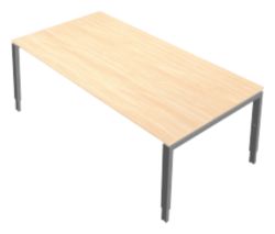 Table de réunion Schaffenburg DOV1810 Imitation chêne, aluminium 1&nbsp;800 x 1&nbsp;000 x 820 mm