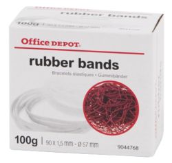 Élastiques en caoutchouc Office Depot 90 x 1,5 mm 57 mm Rouge 100 g 100 g