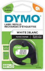 Ruban d'étiquettes DYMO Letratag 91220 Noir sur Blanc 12 mm x 4 m