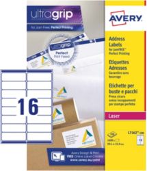 Étiquettes AVERY Zweckform L7162 100 Blanc A4 99,1 x 33,9 mm 100 Feuilles de 16 Étiquettes