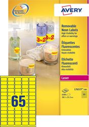 Mini étiquettes  Avery Jaune fluo 38,1 x 21,2 mm 100 Feuilles