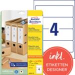 AVERY Zweckform LR4761-25 Ordneretiketten DIN A4 Naturweiß 61 x 192 mm 30 Blatt à 4 Etiketten