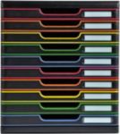 Thumbnail - Exacompta Modul Schubladenbox PS (Polystyrol) Mehrfarbig 10 Schübe 35 x 28,8 x 32 cm