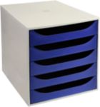 Viking Schubladenbox Grau, Blaue Schubladen 28,4 x 34,8 x 29 cm