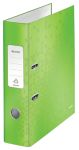 Leitz 180° Wow Wide Lever Arch File A4 80 Mm Green 2 Rings 1005 Laminated Cardboard Portrait