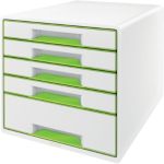 Leitz Wow Cube Drawer System Ps (Polystyrene) Green, White 5 Drawers 28.7 X 27 X 36.3 Cm A4+
