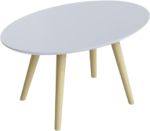 Thumbnail - Paperflow Ovaler Tisch Weiße Tischplatte Buche Rahmen 4 Beine Scandi 650 x 400 x 350 mm