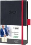 Sigel Buchkalender Conceptum A5 1 Woche auf 2 Seiten 2021 Schwarz, Rot