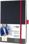 Sigel Buchkalender Conceptum A6 1 Woche auf 2 Seiten 2021 Schwarz, Rot