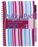 Pukka Pad Project Book Stripes A4 Ruled Spiral Bound Pp (Polypropylene) Hardback Assorted Perforated 250 Pages Pack Of 3