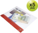Rapesco Zippi Bags Reißverschlussbeutel DIN A5 PP (Polypropylen) 25,5 (B) x 1,3 (T) x 19 (H) cm Farbig sortiert 5 Stück