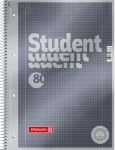 BRUNNEN Student Premium Collegeblock DIN A4 Spiralbindung Kariert Pappkarton Anthrazit-Metallic Perforiert 160 Seiten 80...