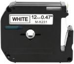 Rillstab Kompatibel Brother M-K231 Kompatibel Schriftband Selbstklebend Schwarzer Druck auf Weiß 12 mm x 8m