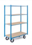 MANORGA Transportwagen mit 4 Ebenen Blau 1700 x 1310 x 600 mm
