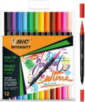 BIC Filzstift 0,7 - 0,9 mm Fein Farbig sortiert Intensity Dual Tip 12 Stück