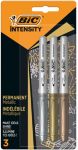 Bic Intensity 944033 Permanent Permanent Marker Assorted Medium Bullet 0.8 Mm Pack Of 3
