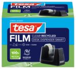 Tesafilm Tischabroller Easy Cut SMART Schwarz + 1 Rolle Klebefilm Kristall-Klar Eco & Clear