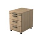 Thumbnail - Hammerbacher Rollcontainer 4 Schübe abschließbar 428 x 580 x 590 mm Eiche
