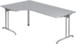 Hammerbacher B-Serie VBS Eckschreibtisch Grau C-Fuß 2.000 (B) x 1.200 (T) x 740 (H) mm Spanplatte, Stahl