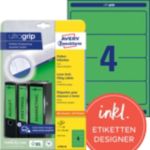 AVERY Zweckform ultragrip Ordneretiketten Haftend Breit L4768-20 DIN A4 6,1 x 19,2 cm Grün 20 Blatt à 4 Etiketten