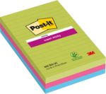 Post-it Haftnotizen 101 x 152 mm Farbig sortiert Rechteckig Liniert 3 Stück à 90 Blatt