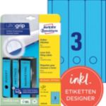 Thumbnail - AVERY Zweckform ultragrip Ordneretiketten L4753-20 Selbsthaftend DIN A4 Blau 6,1 x 29,7 cm 20 Blatt à 3 Etiketten