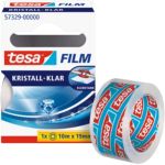 tesa Klebeband tesafilm Kristall-Klar 57329 Transparent 19 mm (B) x 10 m (L) PP (Polypropylen) Niedrige Lautstärke
