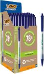 BIC Ecolutions Clic Stic Einziehbar Kugelschreiber Blau 0.4 mm Mittel Kugelschreiber Recycelt 62 % 50 Stück
