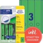AVERY Zweckform Ordneretiketten Ultragrip L4754-20 Grün A4 61 mm 20 Blatt à 3 Etiketten