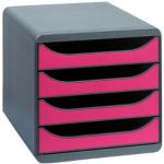 Exacompta Schubladenbox PP (Polypropylen) Grau, Rot 4 Schübe 27,8 x 34,7 x 26,7 cm