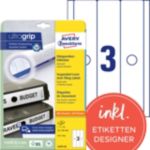 AVERY Zweckform ultragrip Hängeregister-Etiketten L4757-25 Selbsthaftend DIN A4 Weiß 6,3 x 29,7 cm 25 Blatt à 3 Etikette...