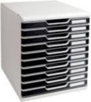 Exacompta Modulo Desktop Drawers Plastic, Ps (Polystyrene) Light Grey, Black 10 Drawers 28.8 X 35 X 32 Cm A4