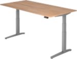 Hammerbacher Sitz-Stehschreibtisch XBHM Nussbaum Silber 2.000 x 1.000 x 720 mm