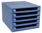 Exacompta Bürobox /221101D, kobaltblau, 5 offenen Schubladen