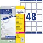 Thumbnail - AVERY Zweckform Abziehhilfe QuickPEEL,ultragrip Adressetiketten L7636-25 Selbsthaftend DIN A4 Weiß 45,7 x 21,2 mm 25 Bla...